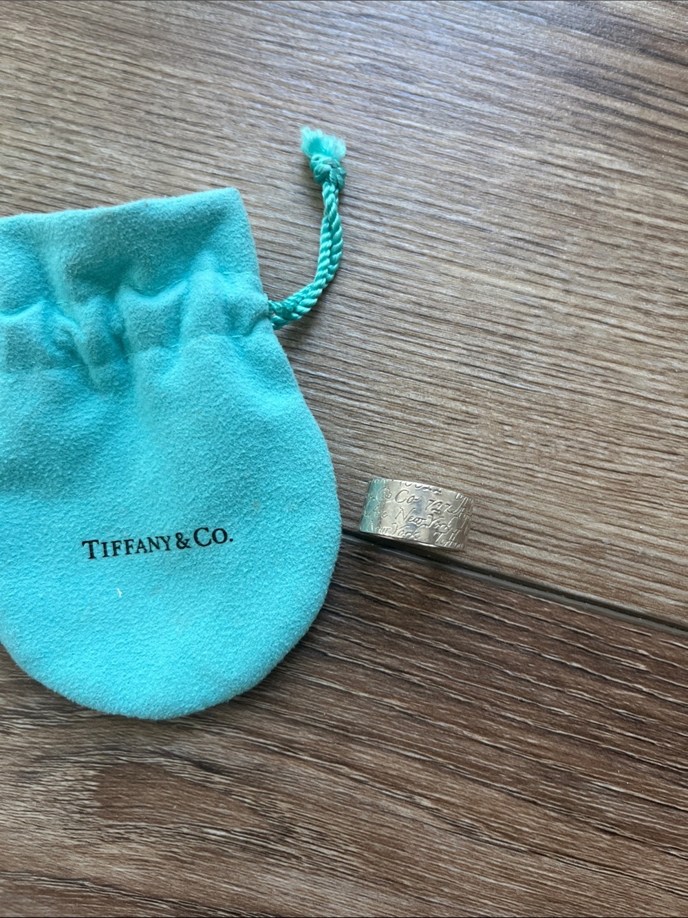 Tiffany & Co. Notes Ring .925 Signed Wide Band 727 5th Avenue Size 6 JR1416